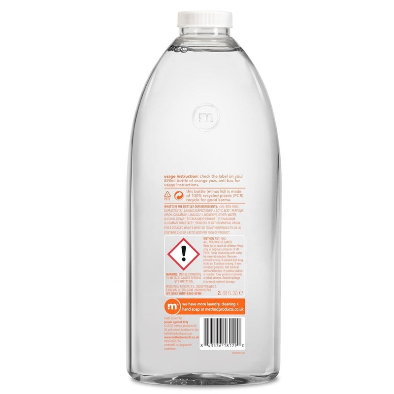 Method Antibacterial All-Purpose Cleaner Refill, Kills Germs & Disinfects Surfaces, Orange Yuzu Scent - 2 Litre - Image 2